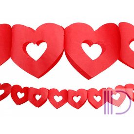 Szív Girland 3m - piros