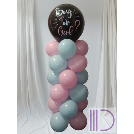 Babaváró léggömb dekoráció, Boy or Girl felirattal, konfettivel