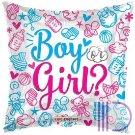 Babaváró fólia léggömb, Boy or Girl?, párna 46 cm