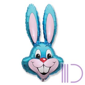 Fólia léggömb, mini nyuszi fej, kék, 14"