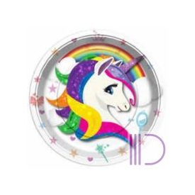 Parti tányér, Unikornisos, 23 cm, 8 db/cs