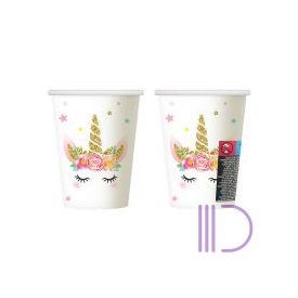 Papír pohár, unikornis fej, 6 db/cs, 266ml