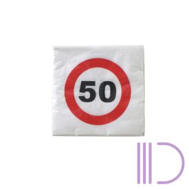   Happy Birthday 50-es Sebességkorlátozó Szülinapi Parti Szalvéta - 33 x 33 cm, 20 db-os