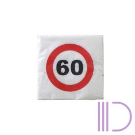   Happy Birthday 60-as Sebességkorlátozó Szülinapi Parti Szalvéta - 33 x 33 cm, 20 db-os