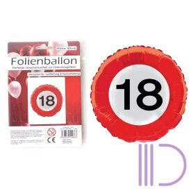   45 cm-es Sebességkorlátozó 18-as Születésnapi Fólia Lufi